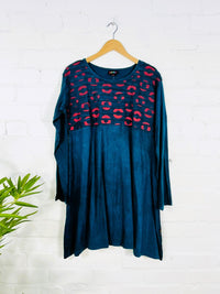 Circle Print Long Sleeve Short Dress