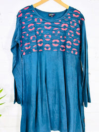 Circle Print Long Sleeve Short Dress