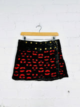 Circle Print Mini Popper Skirt