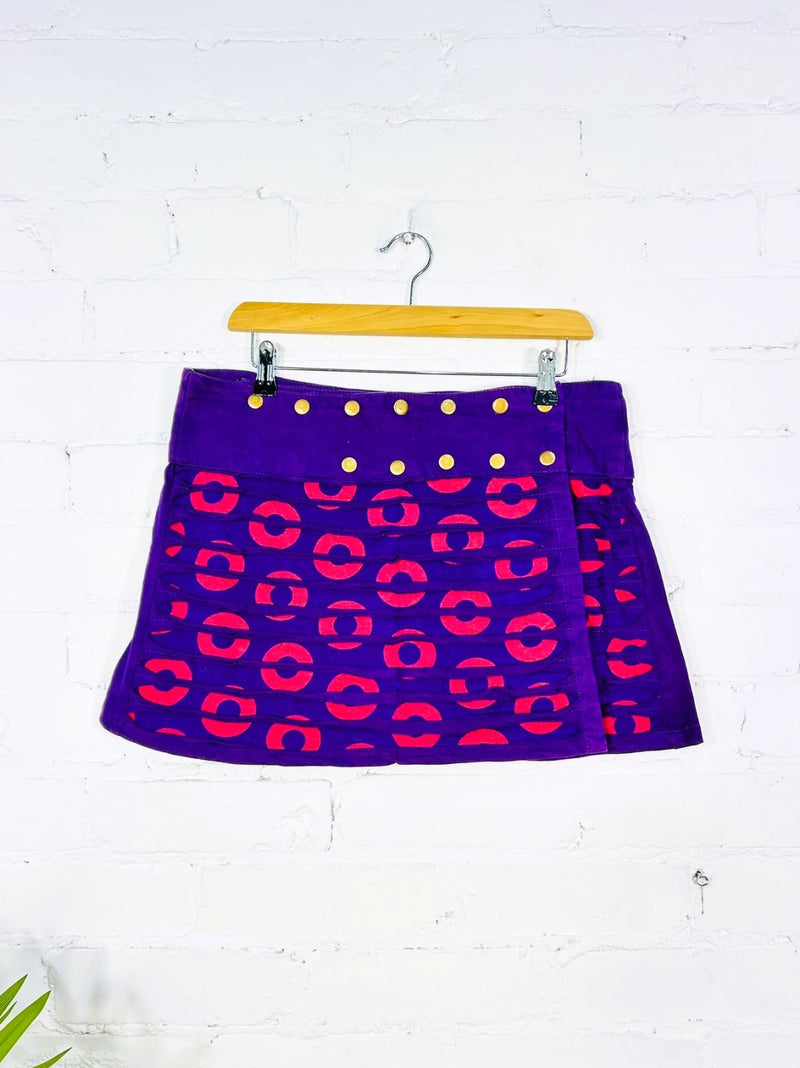 Circle Print Mini Popper Skirt