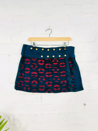 Circle Print Mini Popper Skirt