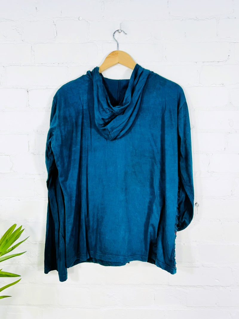 Circle Print Zip Hood Top