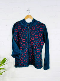 Circle Print Zip Hood Top