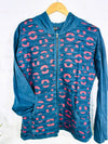 Circle Print Zip Hood Top