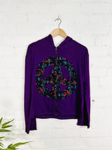 Peace Symbol Zip Hood Top