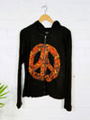 Peace Symbol Zip Hood Top