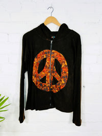 Peace Symbol Zip Hood Top