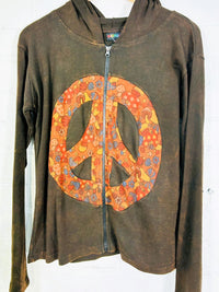 Peace Symbol Zip Hood Top