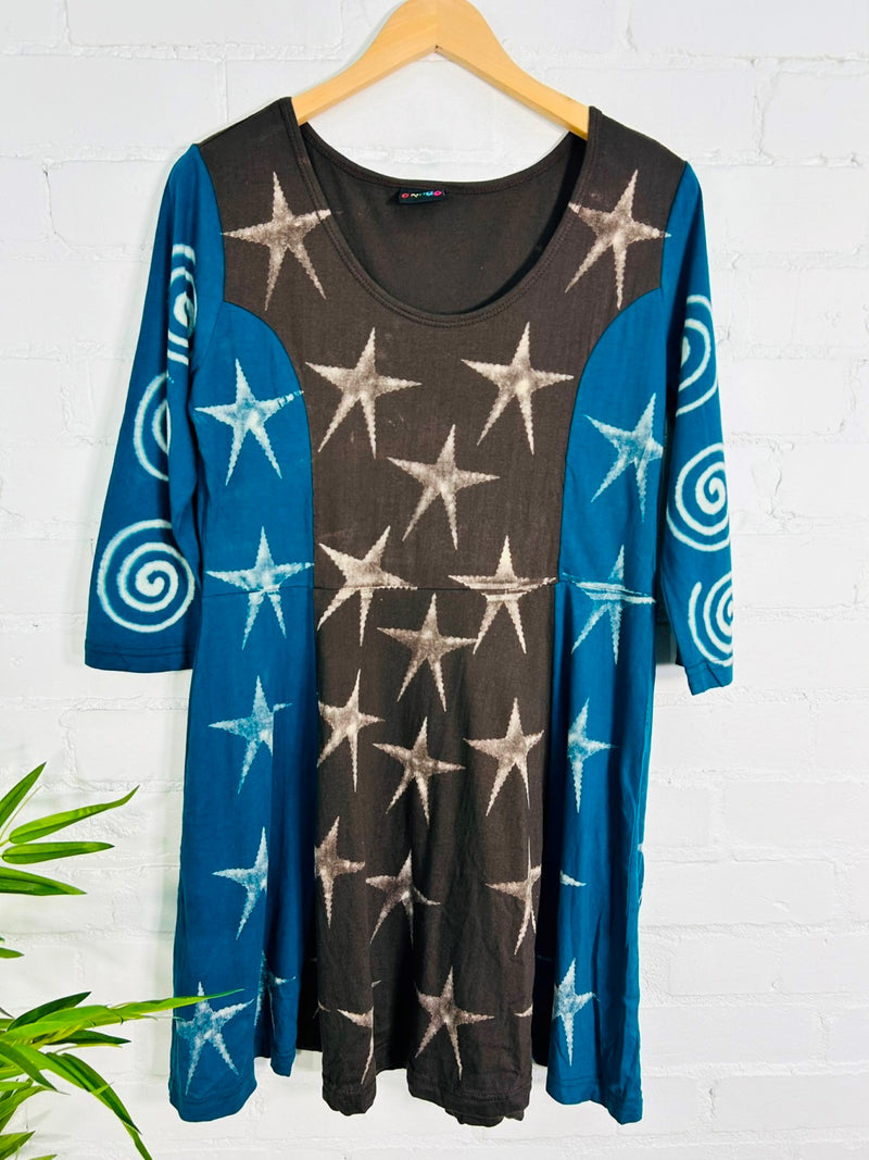 Star Long Sleeve Short Dress