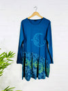 Moon Print Long Sleeve Short Dress