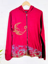 Moon Print Zip Hood Top