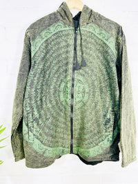 Prayer Print Lined Zip Hood Top