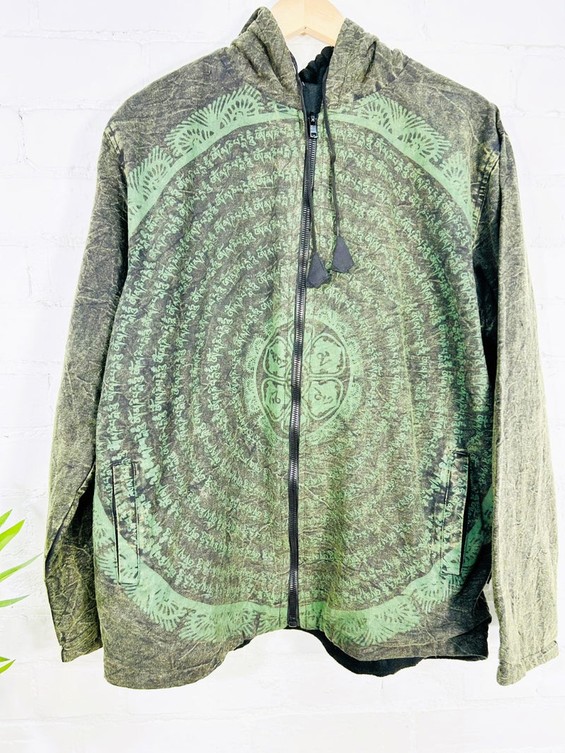 Prayer Print Lined Zip Hood Top
