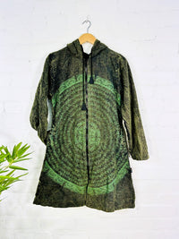 Prayer Print Long Lined Zip Hood Top