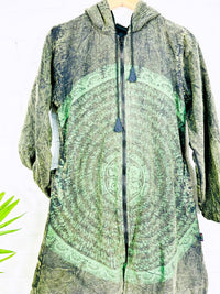 Prayer Print Long Lined Zip Hood Top