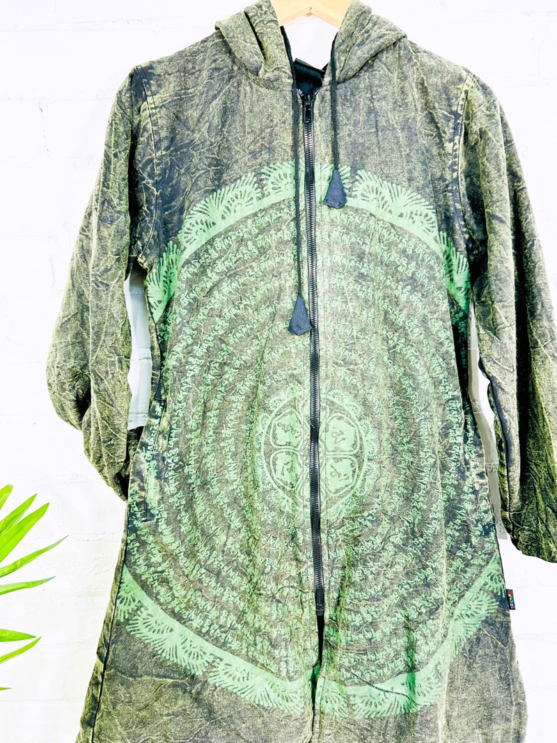 Prayer Print Long Lined Zip Hood Top