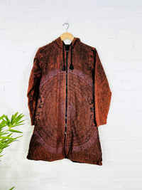Prayer Print Long Lined Zip Hood Top