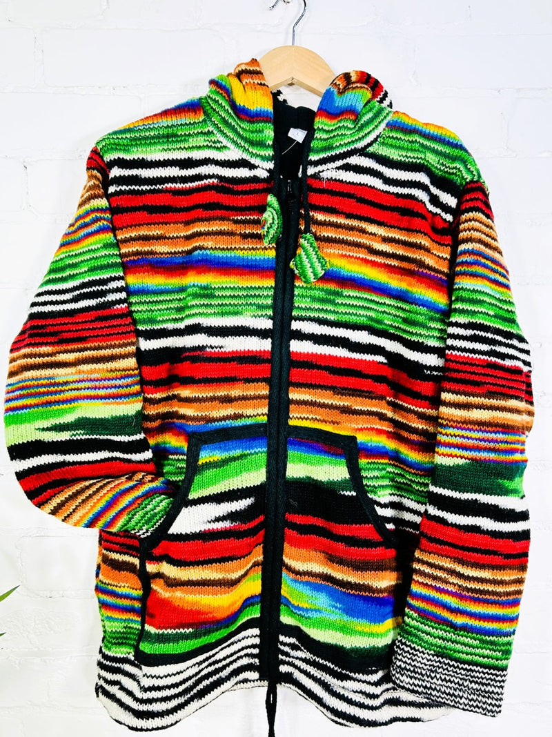 Multicolour Stripe  Knitted Jacket