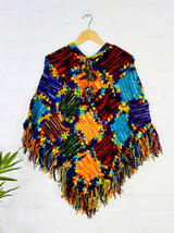 Multi Crochet And Patch Knitted V Poncho
