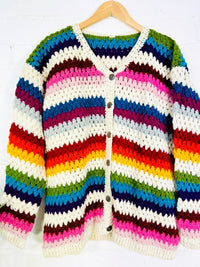 Multi Crochet Wool Cardigan