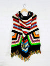 Multi Pattern V-Shape Hooded Poncho