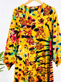 Tie Dye Long Sleeve Short Dress