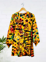 Tie Dye Long Sleeve Short Dress