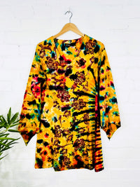 Tie Dye Long Sleeve Short Dress