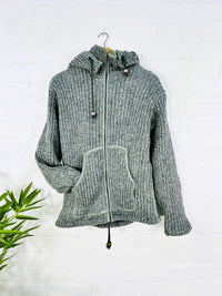 Woollen Knitted Hood Jacket