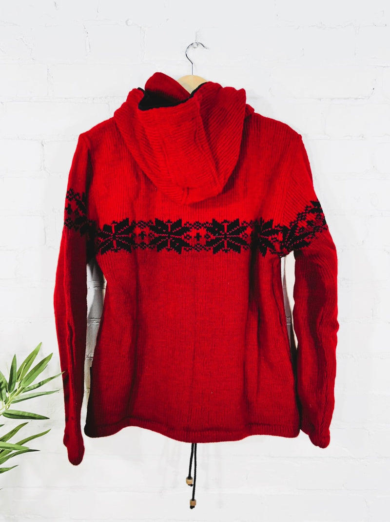 Snowflake Knitted Hood Jacket