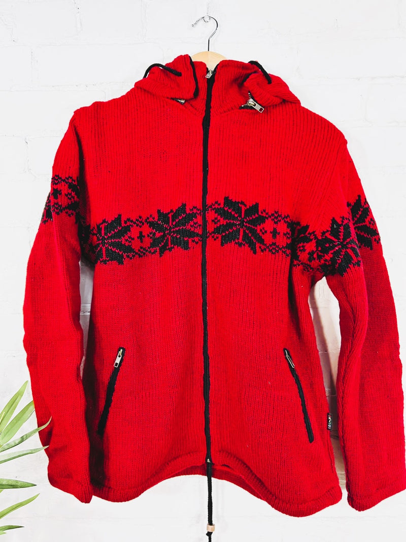Snowflake Knitted Hood Jacket