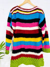 Multi Knitted Long Sleeve Short Dress