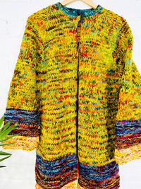 Multi Knitted Long Toggle Cardigan