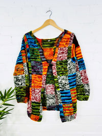 Multi Patchwork Knitted Cardigan