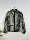 Fluffy Zebra Print Zip Jacket