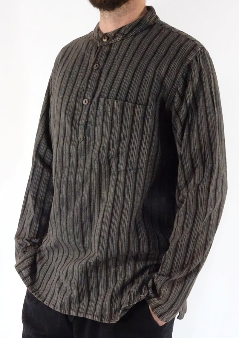 Stonewashed Stripe Three Button Shirt
