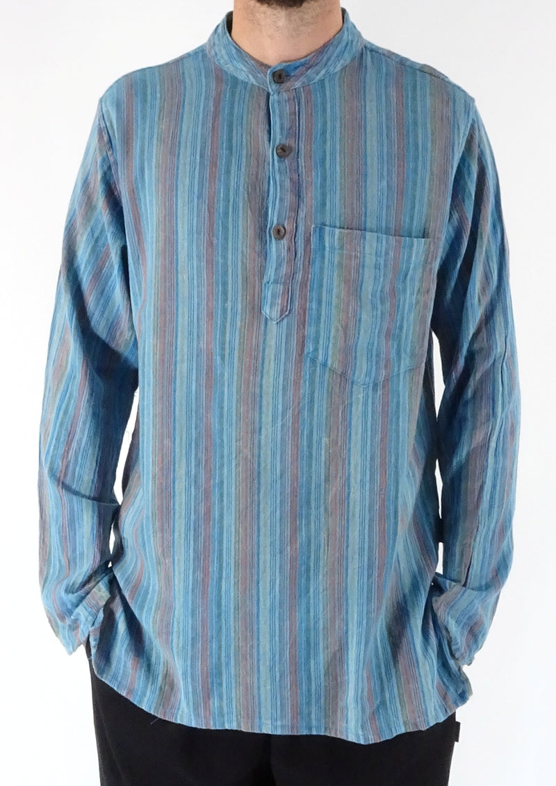 Stonewashed Stripe Three Button Shirt