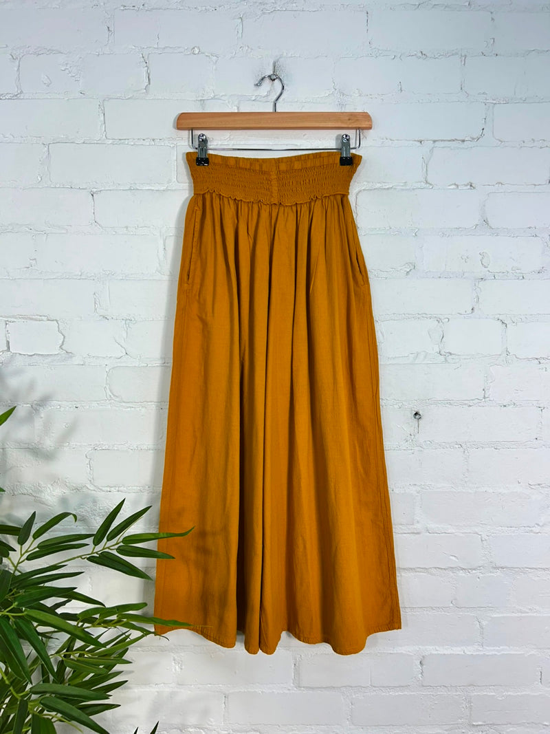 Elasticated Cropped Wide Leg Trousers