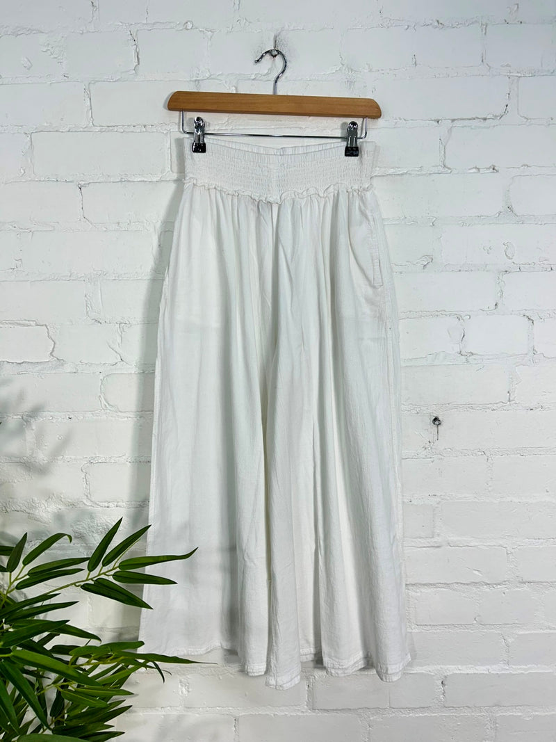 Elasticated Cropped Wide Leg Trousers