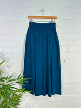 Elasticated Cropped Wide Leg Trousers