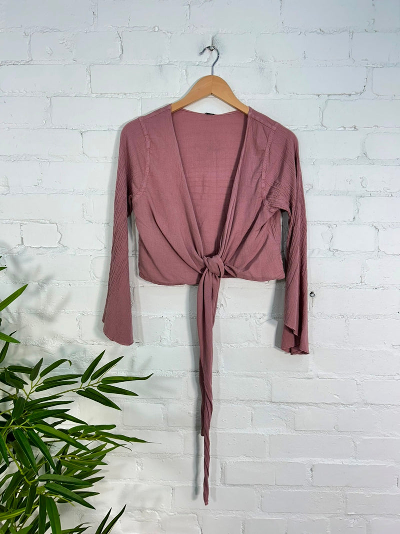 Long Sleeve Tie Top