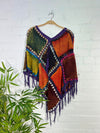 Patch & Crochet Fringed Poncho