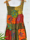 Mushroom Print Patchwork Long Dungarees