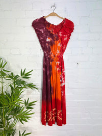 Tie Dye Short Sleeve Long Dress