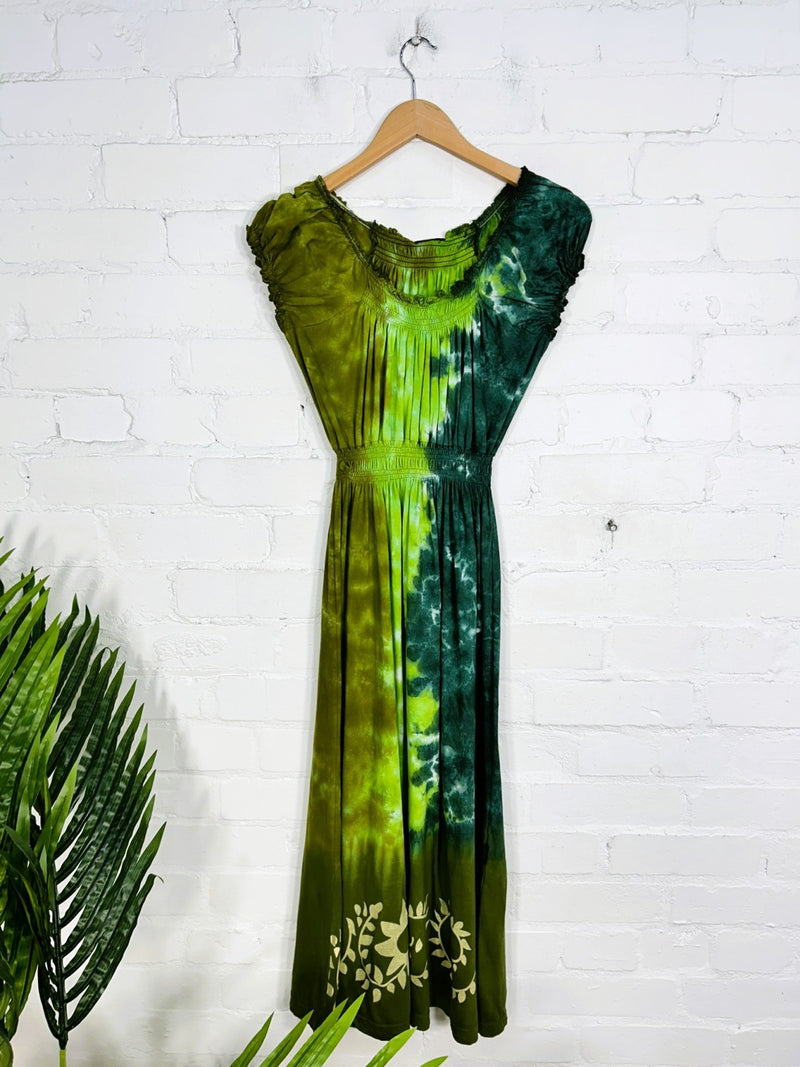 Tie Dye Short Sleeve Long Dress Gringo Fairtrade Tie Dye Short Sleeve Long Dress Gringo Fairtrade