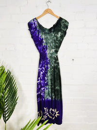 Tie Dye Short Sleeve Long Dress