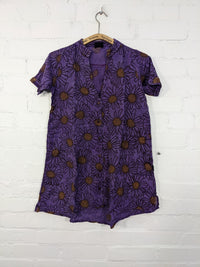 Flower Print Stonewashed Short Sleeve Dress