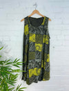 Patch & Screen Print Sleeveless Midi Dress