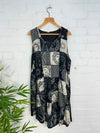 Patch & Screen Print Sleeveless Midi Dress