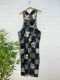 Patch & Screen Print Long Straight Dungarees